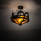 Meyda Lighting Catch of the Day 18" 2-Light Antique Copper Semi-flush Mount Ceiling Light With Amber Mica Shade Glass