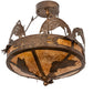 Meyda Lighting Catch of the Day 18" 2-Light Antique Copper Semi-flush Mount Ceiling Light With Amber Mica Shade Glass