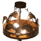 Meyda Lighting Catch of the Day 18" 2-Light Antique Copper Semi-flush Mount Ceiling Light With Amber Mica Shade Glass