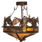 Meyda Lighting Catch of the Day 18" 2-Light Antique Copper Semi-flush Mount Ceiling Light With Amber Mica Shade Glass