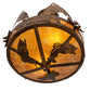 Meyda Lighting Catch of the Day 18" 2-Light Antique Copper Semi-flush Mount Ceiling Light With Amber Mica Shade Glass