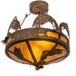 Meyda Lighting Catch of the Day 18" 2-Light Antique Copper Semi-flush Mount Ceiling Light With Amber Mica Shade Glass