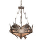 Meyda Lighting Catch of the Day 18" 2-Light Industrial Steel Inverted Pendant Light With Silver Mica Shade Glass