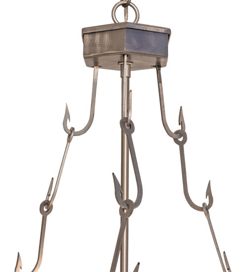 Meyda Lighting Catch of the Day 18" 2-Light Industrial Steel Inverted Pendant Light With Silver Mica Shade Glass