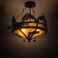 Meyda Lighting Catch of the Day 18" 2-Light Textured Black Flush Mount Light With Amber Mica Shade Glass