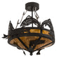 Meyda Lighting Catch of the Day 18" 2-Light Textured Black Flush Mount Light With Amber Mica Shade Glass