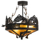 Meyda Lighting Catch of the Day 18" 2-Light Textured Black Flush Mount Light With Amber Mica Shade Glass