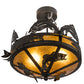 Meyda Lighting Catch of the Day 18" 2-Light Textured Black Flush Mount Light With Amber Mica Shade Glass