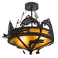 Meyda Lighting Catch of the Day 18" 2-Light Textured Black Flush Mount Light With Amber Mica Shade Glass