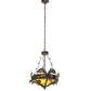 Meyda Lighting Catch of the Day 18" 2-Light Timeless Bronze Inverted Pendant Light With Green Art Shade Glass