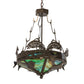 Meyda Lighting Catch of the Day 18" 2-Light Timeless Bronze Inverted Pendant Light With Green Art Shade Glass