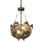 Meyda Lighting Catch of the Day 18" 2-Light Timeless Bronze Inverted Pendant Light With Green Art Shade Glass
