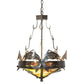 Meyda Lighting Catch of the Day 18" 2-Light Timeless Bronze Inverted Pendant Light With Green Art Shade Glass
