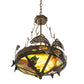 Meyda Lighting Catch of the Day 18" 2-Light Timeless Bronze Inverted Pendant Light With Green Art Shade Glass