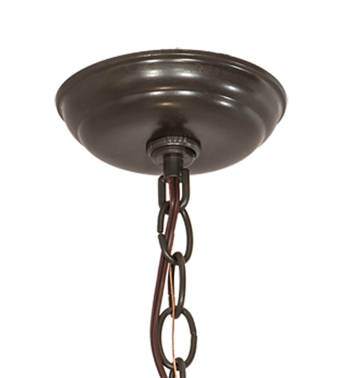 Meyda Lighting Catch of the Day 18" 2-Light Timeless Bronze Inverted Pendant Light With Green Art Shade Glass