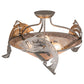 Meyda Lighting Catch of the Day 24" 3-Light Industrial Steel Semi-flush Mount Light With Silver Mica Shade Glass