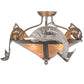 Meyda Lighting Catch of the Day 24" 3-Light Industrial Steel Semi-flush Mount Light With Silver Mica Shade Glass