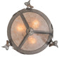 Meyda Lighting Catch of the Day 24" 3-Light Industrial Steel Semi-flush Mount Light With Silver Mica Shade Glass