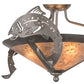 Meyda Lighting Catch of the Day 24" 3-Light Industrial Steel Semi-flush Mount Light With Silver Mica Shade Glass