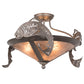 Meyda Lighting Catch of the Day 24" 3-Light Industrial Steel Semi-flush Mount Light With Silver Mica Shade Glass