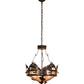 Meyda Lighting Catch of the Day 24" 4-Light Timeless Bronze Inverted Pendant Light With Silver Mica Shade Glass