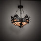 Meyda Lighting Catch of the Day 24" 4-Light Timeless Bronze Inverted Pendant Light With Silver Mica Shade Glass