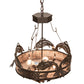 Meyda Lighting Catch of the Day 24" 4-Light Timeless Bronze Inverted Pendant Light With Silver Mica Shade Glass