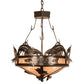 Meyda Lighting Catch of the Day 24" 4-Light Timeless Bronze Inverted Pendant Light With Silver Mica Shade Glass