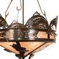 Meyda Lighting Catch of the Day 24" 4-Light Timeless Bronze Inverted Pendant Light With Silver Mica Shade Glass