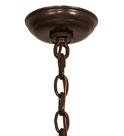 Meyda Lighting Catch of the Day 24" 4-Light Timeless Bronze Inverted Pendant Light With Silver Mica Shade Glass