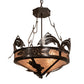 Meyda Lighting Catch of the Day 24" 4-Light Timeless Bronze Inverted Pendant Light With Silver Mica Shade Glass