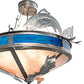 Meyda Lighting Catch of the Day 27" 4-Light Industrial Steel Inverted Pendant Light With Silver Mica & Blue Green Shade Glass