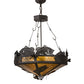 Meyda Lighting Catch of the Day 27" 4-Light Oil Rubbed Bronze Inverted Pendant Light With Amber Mica Shade Glass