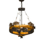 Meyda Lighting Catch of the Day 27" 4-Light Oil Rubbed Bronze Inverted Pendant Light With Amber Mica Shade Glass
