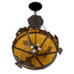 Meyda Lighting Catch of the Day 27" 4-Light Oil Rubbed Bronze Inverted Pendant Light With Amber Mica Shade Glass