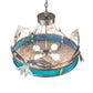 Meyda Lighting Catch of the Day 28" 4-Light Industrial Steel Powder Coat Trout Inverted Pendant Light With Blue Green Art & Silver Mica Shade Glass