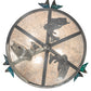 Meyda Lighting Catch of the Day 28" 4-Light Industrial Steel Powder Coat Trout Inverted Pendant Light With Blue Green Art & Silver Mica Shade Glass