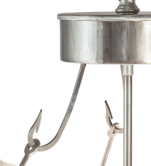 Meyda Lighting Catch of the Day 28" 4-Light Industrial Steel Powder Coat Trout Inverted Pendant Light With Blue Green Art & Silver Mica Shade Glass