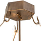 Meyda Lighting Catch of the Day 30" 4-Light Antique Copper Fishscale Inverted Semi-flush Mount Light With Green & Amber Mica Shade Glass