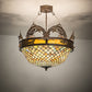 Meyda Lighting Catch of the Day 30" 4-Light Antique Copper Fishscale Inverted Semi-flush Mount Light With Green & Amber Mica Shade Glass