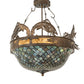 Meyda Lighting Catch of the Day 30" 4-Light Antique Copper Fishscale Inverted Semi-flush Mount Light With Green & Amber Mica Shade Glass