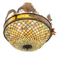Meyda Lighting Catch of the Day 30" 4-Light Antique Copper Fishscale Inverted Semi-flush Mount Light With Green & Amber Mica Shade Glass
