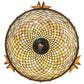 Meyda Lighting Catch of the Day 30" 4-Light Antique Copper Fishscale Inverted Semi-flush Mount Light With Green & Amber Mica Shade Glass