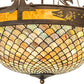 Meyda Lighting Catch of the Day 30" 4-Light Antique Copper Fishscale Inverted Semi-flush Mount Light With Green & Amber Mica Shade Glass