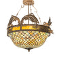 Meyda Lighting Catch of the Day 30" 4-Light Antique Copper Fishscale Inverted Semi-flush Mount Light With Green & Amber Mica Shade Glass