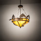 Meyda Lighting Catch of the Day 30" 4-Light Antique Copper Inverted Pendant Light With Amber Mica Shade Glass