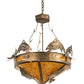 Meyda Lighting Catch of the Day 30" 4-Light Antique Copper Inverted Pendant Light With Amber Mica Shade Glass