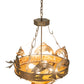 Meyda Lighting Catch of the Day 30" 4-Light Antique Copper Inverted Pendant Light With Amber Mica Shade Glass
