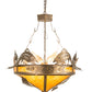 Meyda Lighting Catch of the Day 30" 4-Light Antique Copper Inverted Pendant Light With Amber Mica Shade Glass