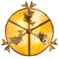 Meyda Lighting Catch of the Day 30" 4-Light Antique Copper Inverted Pendant Light With Amber Mica Shade Glass